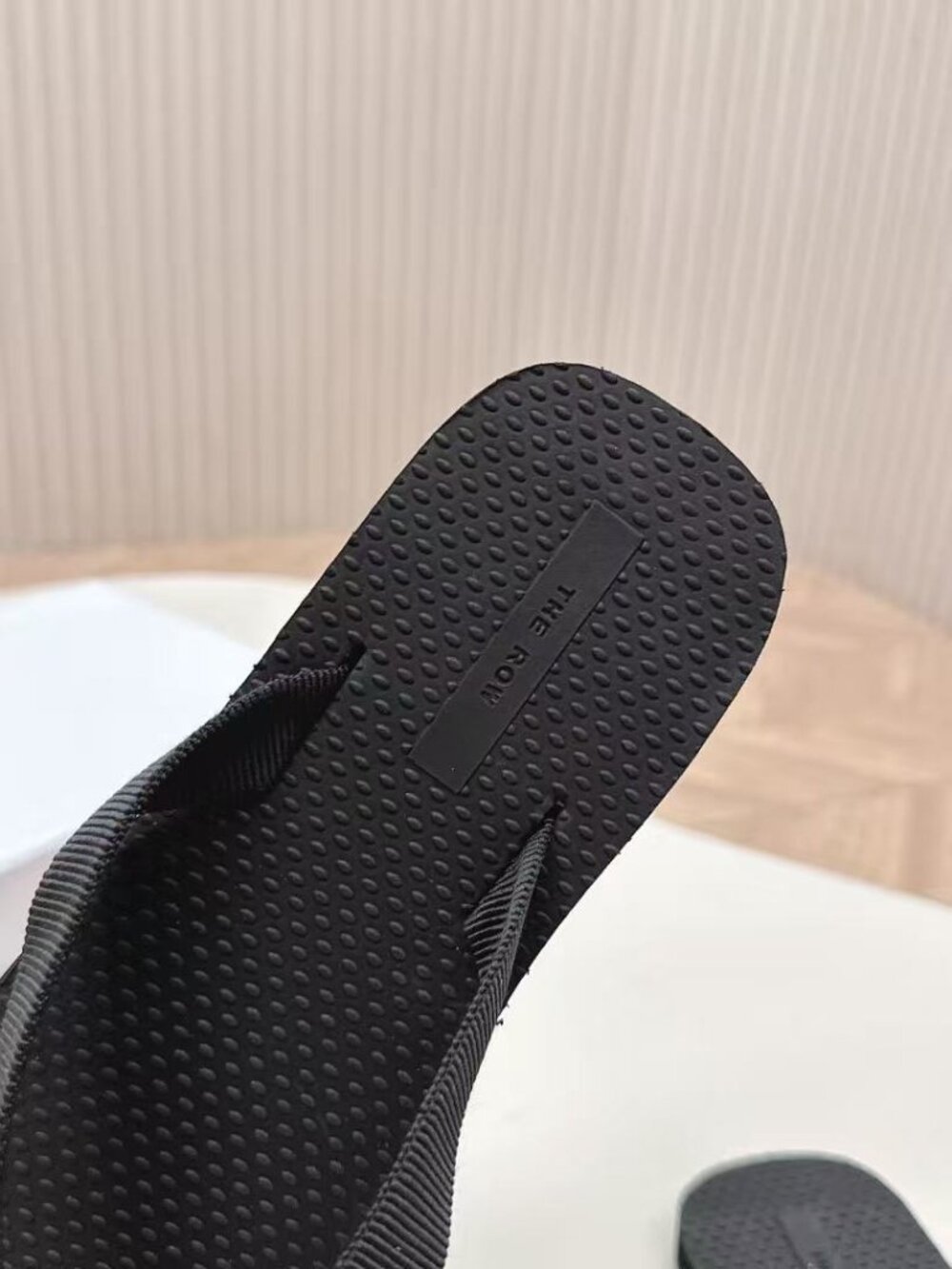 The Row Black Ribbed Strap Flip Flops - Picture 4 of 6